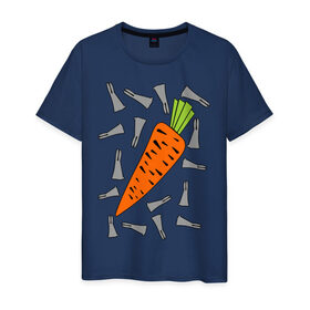 Мужская футболка хлопок с принтом морковка и кролик парная в Санкт-Петербурге, 100% хлопок | прямой крой, круглый вырез горловины, длина до линии бедер, слегка спущенное плечо. | Тематика изображения на принте: 14 февраля | все | день святого валентина | для двоих | идеи подарков | морковка и кролик | парные