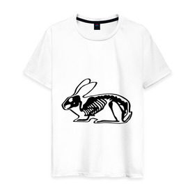 Мужская футболка хлопок с принтом Рентген зайца в Санкт-Петербурге, 100% хлопок | прямой крой, круглый вырез горловины, длина до линии бедер, слегка спущенное плечо. | скелет