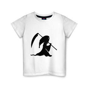 Детская футболка хлопок с принтом Смерть с косой в Санкт-Петербурге, 100% хлопок | круглый вырез горловины, полуприлегающий силуэт, длина до линии бедер | монстры | привидения и дьяволы | прикольные картинки
