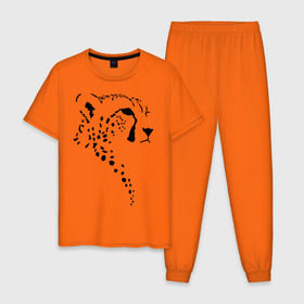 Мужская пижама хлопок с принтом Гепард в Санкт-Петербурге, 100% хлопок | брюки и футболка прямого кроя, без карманов, на брюках мягкая резинка на поясе и по низу штанин
 | гепард | дикие | животные | киска | кошки