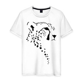 Мужская футболка хлопок с принтом Гепард в Санкт-Петербурге, 100% хлопок | прямой крой, круглый вырез горловины, длина до линии бедер, слегка спущенное плечо. | Тематика изображения на принте: гепард | дикие | животные | киска | кошки