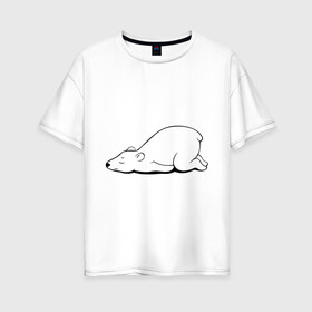 Женская футболка хлопок Oversize с принтом Белый медведь спит в Санкт-Петербурге, 100% хлопок | свободный крой, круглый ворот, спущенный рукав, длина до линии бедер
 | белый медведь | белый медведь спит | животное | мишка | мишутка | умка
