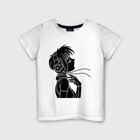Детская футболка хлопок с принтом Девушка с наушниками в Санкт-Петербурге, 100% хлопок | круглый вырез горловины, полуприлегающий силуэт, длина до линии бедер | аниме | девушка с наушниками | кино | музыка | мультфильмы и тв | наушники