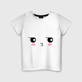 Детская футболка хлопок с принтом Поцелуйчик в Санкт-Петербурге, 100% хлопок | круглый вырез горловины, полуприлегающий силуэт, длина до линии бедер | 14 | мордочка | позитив и смайлы | поцелуйчик