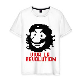 Мужская футболка хлопок с принтом Viva la revolution в Санкт-Петербурге, 100% хлопок | прямой крой, круглый вырез горловины, длина до линии бедер, слегка спущенное плечо. | че гевара