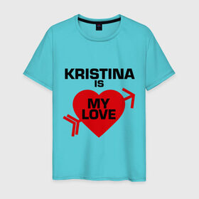 Мужская футболка хлопок с принтом Кристина - моя любовь в Санкт-Петербурге, 100% хлопок | прямой крой, круглый вырез горловины, длина до линии бедер, слегка спущенное плечо. | имена | кристина | кристина   моя любовь | любовь | моя любовь | сердце