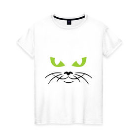 Женская футболка хлопок с принтом Кошачьи глазки в Санкт-Петербурге, 100% хлопок | прямой крой, круглый вырез горловины, длина до линии бедер, слегка спущенное плечо | глазки | киса | кошачьи глазки | кошки | мурка | усы