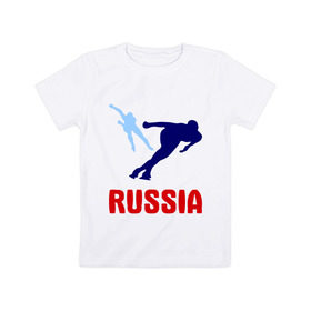 Детская футболка хлопок с принтом Конькобежцы в Санкт-Петербурге, 100% хлопок | круглый вырез горловины, полуприлегающий силуэт, длина до линии бедер | коньки | конькобежцы | олимпиада | разное спортивное | спорт | спортсмены