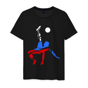 Мужская футболка хлопок с принтом Футболист (Российский триколор) в Санкт-Петербурге, 100% хлопок | прямой крой, круглый вырез горловины, длина до линии бедер, слегка спущенное плечо. | 