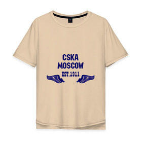 Мужская футболка хлопок Oversize с принтом CSKA Moscow в Санкт-Петербурге, 100% хлопок | свободный крой, круглый ворот, “спинка” длиннее передней части | цска