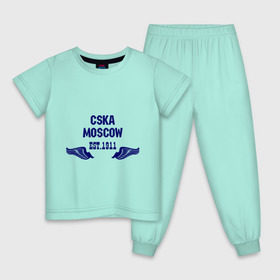 Детская пижама хлопок с принтом CSKA Moscow в Санкт-Петербурге, 100% хлопок |  брюки и футболка прямого кроя, без карманов, на брюках мягкая резинка на поясе и по низу штанин
 | Тематика изображения на принте: цска