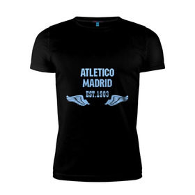 Мужская футболка премиум с принтом Atletico Madrid (Атлетико Мадрид) в Санкт-Петербурге, 92% хлопок, 8% лайкра | приталенный силуэт, круглый вырез ворота, длина до линии бедра, короткий рукав | atletico madrid | атлетико мадрид | спорт | футбол