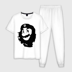 Мужская пижама хлопок с принтом Che Mario в Санкт-Петербурге, 100% хлопок | брюки и футболка прямого кроя, без карманов, на брюках мягкая резинка на поясе и по низу штанин
 | nintendo | марио | нинтендо | че гевара