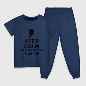 Детская пижама хлопок с принтом Keep calm Sherlock is alive в Санкт-Петербурге, 100% хлопок |  брюки и футболка прямого кроя, без карманов, на брюках мягкая резинка на поясе и по низу штанин
 | keep calm sherlock is alive | кино | мультфильмы и тв | сыщик | шерлок холмс