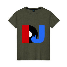 Женская футболка хлопок с принтом DJ vinyl в Санкт-Петербурге, 100% хлопок | прямой крой, круглый вырез горловины, длина до линии бедер, слегка спущенное плечо | dj | dj vinyl | futbolka | rnb | для dj | клубные | музыка