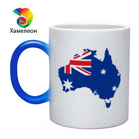 Кружка хамелеон с принтом Флаг Австралии в Санкт-Петербурге, керамика | меняет цвет при нагревании, емкость 330 мл | 