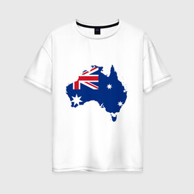 Женская футболка хлопок Oversize с принтом Флаг Австралии в Санкт-Петербурге, 100% хлопок | свободный крой, круглый ворот, спущенный рукав, длина до линии бедер
 | 