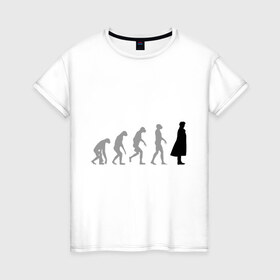 Женская футболка хлопок с принтом Sherlock evolution в Санкт-Петербурге, 100% хлопок | прямой крой, круглый вырез горловины, длина до линии бедер, слегка спущенное плечо | sherlock evolution | кино | мультфильмы и тв 
 шерлок холмс | сыщик | холмс