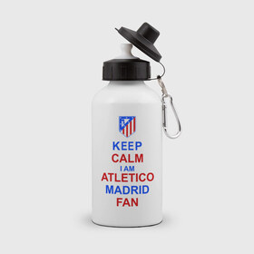 Бутылка спортивная с принтом keep calm i am Atletico Madrid fan ( Атлетико ) в Санкт-Петербурге, металл | емкость — 500 мл, в комплекте две пластиковые крышки и карабин для крепления | keep calm i am atletico | мяч | спорт | футбол