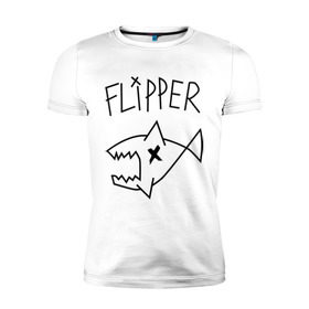 Мужская футболка премиум с принтом Flipper в Санкт-Петербурге, 92% хлопок, 8% лайкра | приталенный силуэт, круглый вырез ворота, длина до линии бедра, короткий рукав | nirvana | акула | курта кобейна flipper | музыка | рок