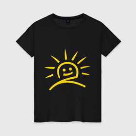 Женская футболка хлопок с принтом Солнечное настроение в Санкт-Петербурге, 100% хлопок | прямой крой, круглый вырез горловины, длина до линии бедер, слегка спущенное плечо | 