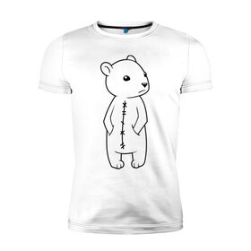 Мужская футболка премиум с принтом Белый мишка в Санкт-Петербурге, 92% хлопок, 8% лайкра | приталенный силуэт, круглый вырез ворота, длина до линии бедра, короткий рукав | белый медведь | белый мишка | большой мишка | медведь | север | северный мишка