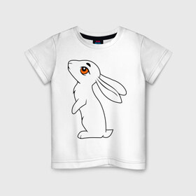 Детская футболка хлопок с принтом Милый зайка в Санкт-Петербурге, 100% хлопок | круглый вырез горловины, полуприлегающий силуэт, длина до линии бедер | животные | заяц | кролик | милый зайка | прикольные картинки