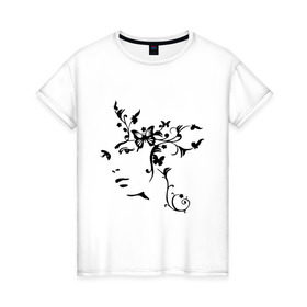 Женская футболка хлопок с принтом Девушка Весна в Санкт-Петербурге, 100% хлопок | прямой крой, круглый вырез горловины, длина до линии бедер, слегка спущенное плечо | 