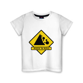 Детская футболка хлопок с принтом Rock n roll stones в Санкт-Петербурге, 100% хлопок | круглый вырез горловины, полуприлегающий силуэт, длина до линии бедер | rock n roll stones | музыка