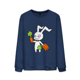 Мужской свитшот хлопок с принтом Злой зайчик в Санкт-Петербурге, 100% хлопок |  | животные | зайка | злой зайчик | кролик | морковка | прикольные картинки