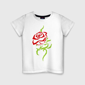 Детская футболка хлопок с принтом Нежная роза в Санкт-Петербурге, 100% хлопок | круглый вырез горловины, полуприлегающий силуэт, длина до линии бедер | нежная роза | прикольные картинки | роза | цветочки | шипы