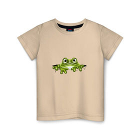 Детская футболка хлопок с принтом Жаба в Санкт-Петербурге, 100% хлопок | круглый вырез горловины, полуприлегающий силуэт, длина до линии бедер | жаба | лягушка | няшка | позитив и смайлы | прикольные картинки
