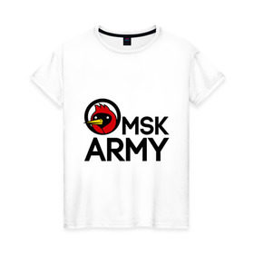 Женская футболка хлопок с принтом Omsk army в Санкт-Петербурге, 100% хлопок | прямой крой, круглый вырез горловины, длина до линии бедер, слегка спущенное плечо | omsk army | omskoe tv | видеоблоггер | омская птица | омское тв