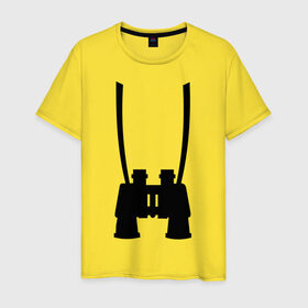 Мужская футболка хлопок с принтом Бинокль в Санкт-Петербурге, 100% хлопок | прямой крой, круглый вырез горловины, длина до линии бедер, слегка спущенное плечо. | бинокль | одежда | прикольные картинки