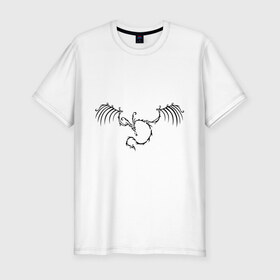 Мужская футболка премиум с принтом Тату скелет дракона в Санкт-Петербурге, 92% хлопок, 8% лайкра | приталенный силуэт, круглый вырез ворота, длина до линии бедра, короткий рукав | крылья | скелет