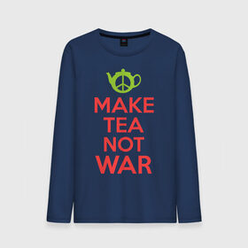 Мужской лонгслив хлопок с принтом Make tea not war в Санкт-Петербурге, 100% хлопок |  | Тематика изображения на принте: keep calm | make tea not war | прикольные надписи | чай