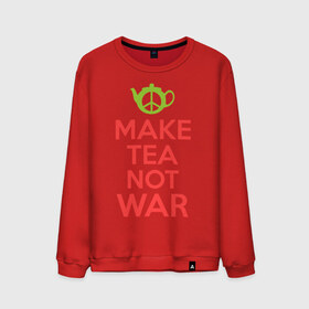 Мужской свитшот хлопок с принтом Make tea not war в Санкт-Петербурге, 100% хлопок |  | keep calm | make tea not war | прикольные надписи | чай