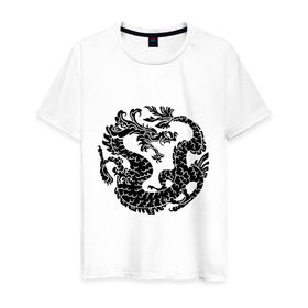 Мужская футболка хлопок с принтом Китайский древний дракон в Санкт-Петербурге, 100% хлопок | прямой крой, круглый вырез горловины, длина до линии бедер, слегка спущенное плечо. | дракон | дьяволы | китайский дракон | китайский древний дракон | монстры | прикольные картинки
