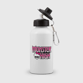 Бутылка спортивная с принтом Monster High logo в Санкт-Петербурге, металл | емкость — 500 мл, в комплекте две пластиковые крышки и карабин для крепления | monster high | кукла монстр | куклы | монстры | школа монстров