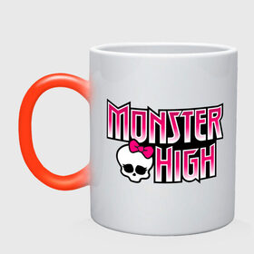 Кружка хамелеон с принтом Monster High logo в Санкт-Петербурге, керамика | меняет цвет при нагревании, емкость 330 мл | monster high | кукла монстр | куклы | монстры | школа монстров