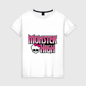 Женская футболка хлопок с принтом Monster High logo в Санкт-Петербурге, 100% хлопок | прямой крой, круглый вырез горловины, длина до линии бедер, слегка спущенное плечо | monster high | кукла монстр | куклы | монстры | школа монстров