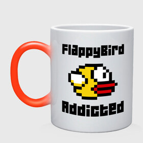 Кружка хамелеон с принтом FlappyBird addicted в Санкт-Петербурге, керамика | меняет цвет при нагревании, емкость 330 мл | flappy bird | fun | tap | игры | птичка