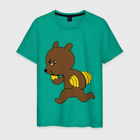 Мужская футболка хлопок с принтом Медведь украл мёд в Санкт-Петербурге, 100% хлопок | прямой крой, круглый вырез горловины, длина до линии бедер, слегка спущенное плечо. | еда | животные | мёд | медведь украл мёд | мишка