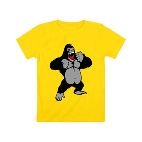 Детская футболка хлопок с принтом Злая горилла в Санкт-Петербурге, 100% хлопок | круглый вырез горловины, полуприлегающий силуэт, длина до линии бедер | горилла | животные | злая горилла | обезьяна