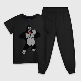 Детская пижама хлопок с принтом Злая горилла в Санкт-Петербурге, 100% хлопок |  брюки и футболка прямого кроя, без карманов, на брюках мягкая резинка на поясе и по низу штанин
 | горилла | животные | злая горилла | обезьяна