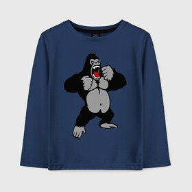 Детский лонгслив хлопок с принтом Злая горилла в Санкт-Петербурге, 100% хлопок | круглый вырез горловины, полуприлегающий силуэт, длина до линии бедер | горилла | животные | злая горилла | обезьяна