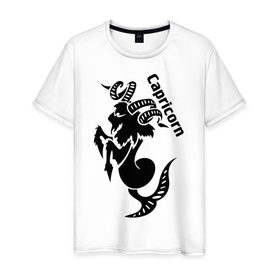 Мужская футболка хлопок с принтом Козерог в Санкт-Петербурге, 100% хлопок | прямой крой, круглый вырез горловины, длина до линии бедер, слегка спущенное плечо. | знаки зодиака | козерог | прикольные картинки