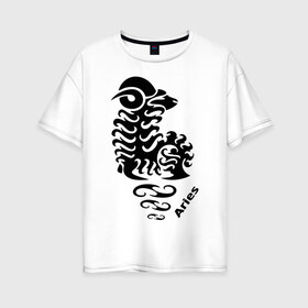 Женская футболка хлопок Oversize с принтом Овен в Санкт-Петербурге, 100% хлопок | свободный крой, круглый ворот, спущенный рукав, длина до линии бедер
 | знаки | знаки зодиака | овен | прикольные картинки