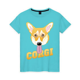 Женская футболка хлопок с принтом Корги в Санкт-Петербурге, 100% хлопок | прямой крой, круглый вырез горловины, длина до линии бедер, слегка спущенное плечо | животные | корги | пес | прикольные картинки | собака