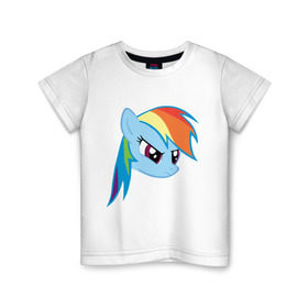Детская футболка хлопок с принтом Rainbow Dash в Санкт-Петербурге, 100% хлопок | круглый вырез горловины, полуприлегающий силуэт, длина до линии бедер | my little pony | rainbow dash | дружба   это чудо | мультфильм | пони | поняши | поняшки | радуга дэш
